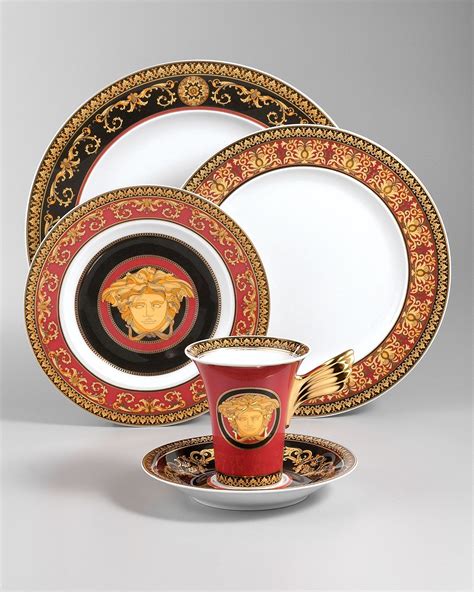 versace crockery set|Versace red plates.